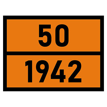 Табличка «Опасный груз 50-1942», Аммония нитрат (аммиачная селитра) (светоотражающий металл с рельефом, 400х300 мм)